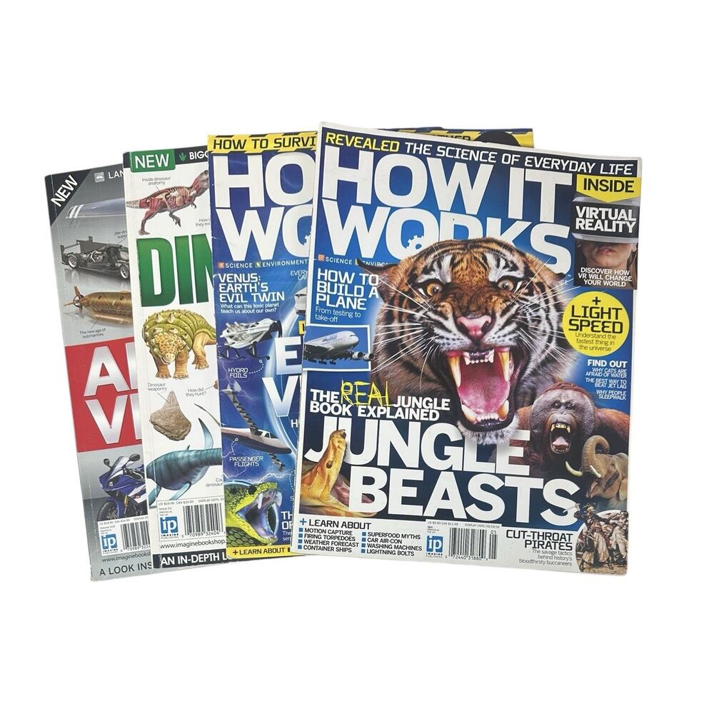 How It Works Magazine LOT x 4 UK Issues Electric Vehicles Dinosaurs Jungle Beast